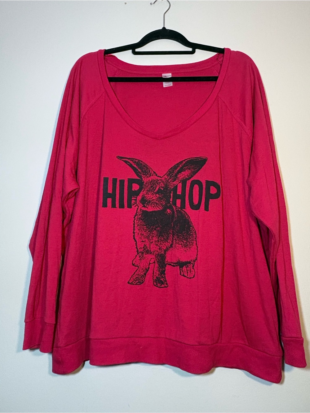 Bongo Hip Hop Women’s Plus Size 3X Knit Top Long Sleeve Casual Stretch shirt Red